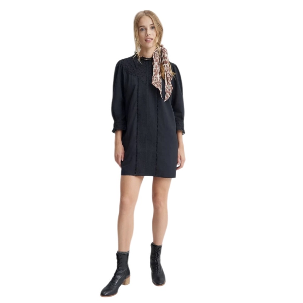 NWT FARM Rio Festival Dasha Tunic Dress Black Bohemian Lace Boho Mini